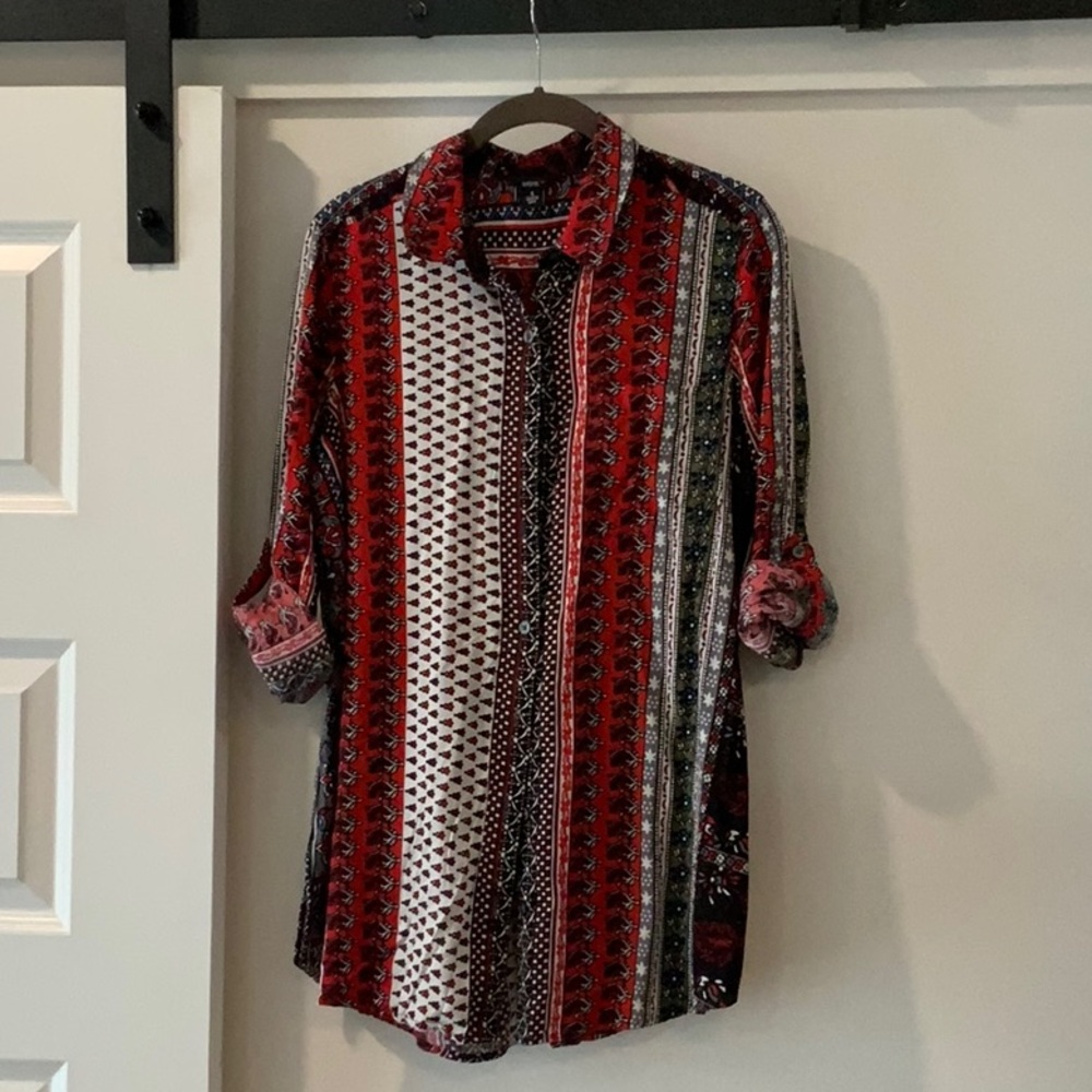 Intro. Red and Black Patterned Shirt
